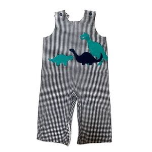 Easter Boys Outfit Funtasia! Too Dinosaur Navy Gingham Jon Jon Size 2t